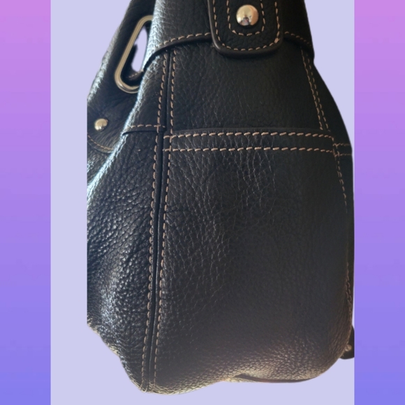 TIGNANELLO BLACK PEBBLE GRAIN LEATHER BELTED ORGANIZER HOBO BAG - Picture 4 of 11